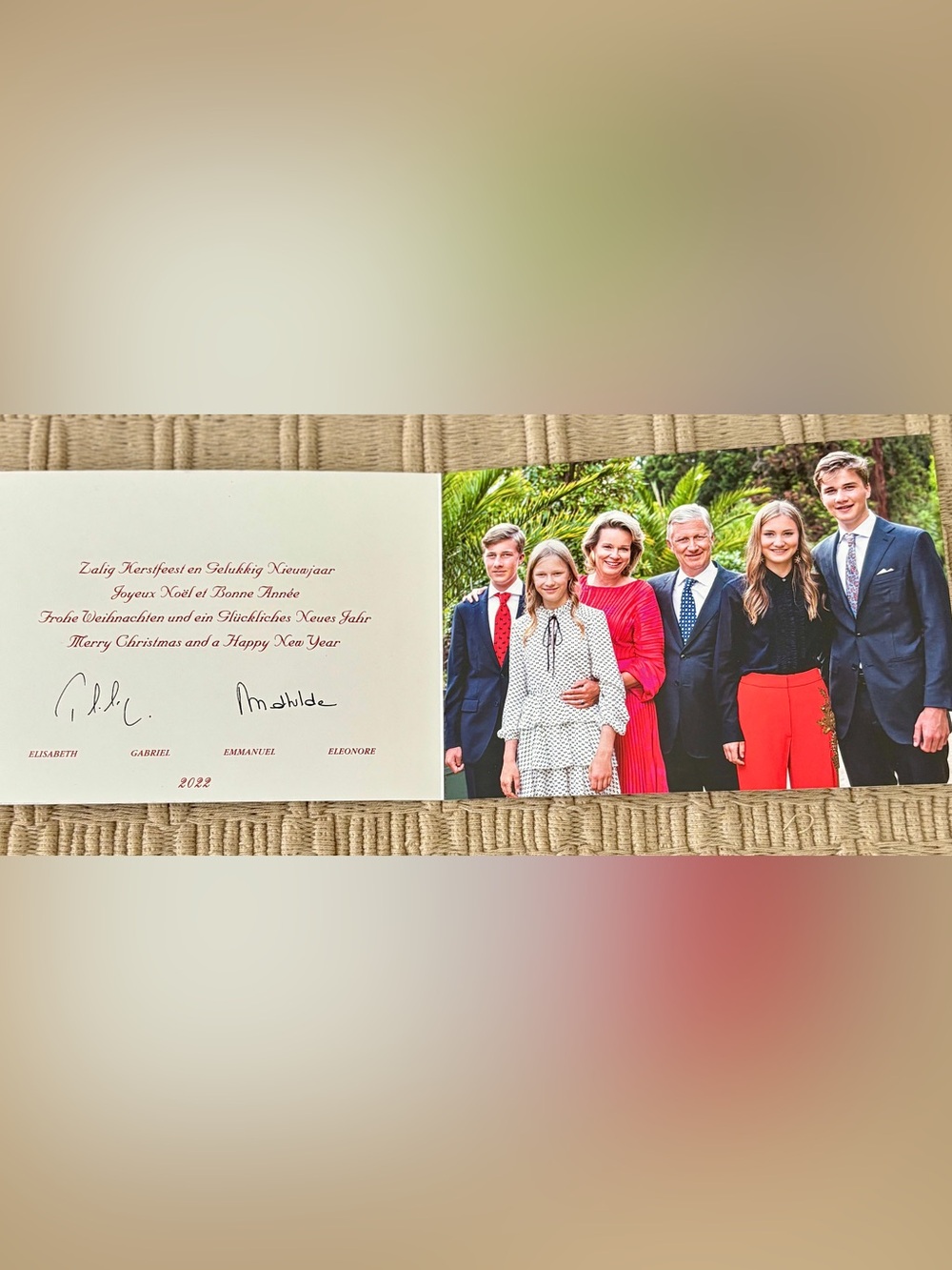 BELGIUM King Philippe & Queen Mathilde & Children 2021-2022 Holiday Card